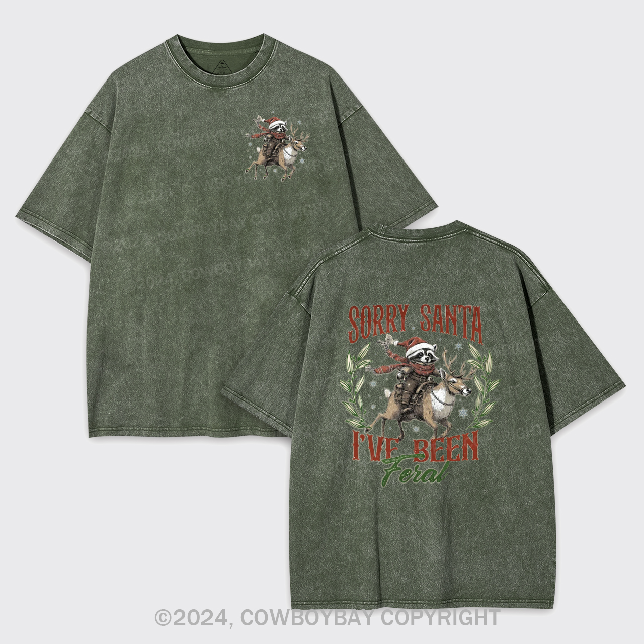 Christmas Raccoon,Sorry Santa Garment-dye Tees