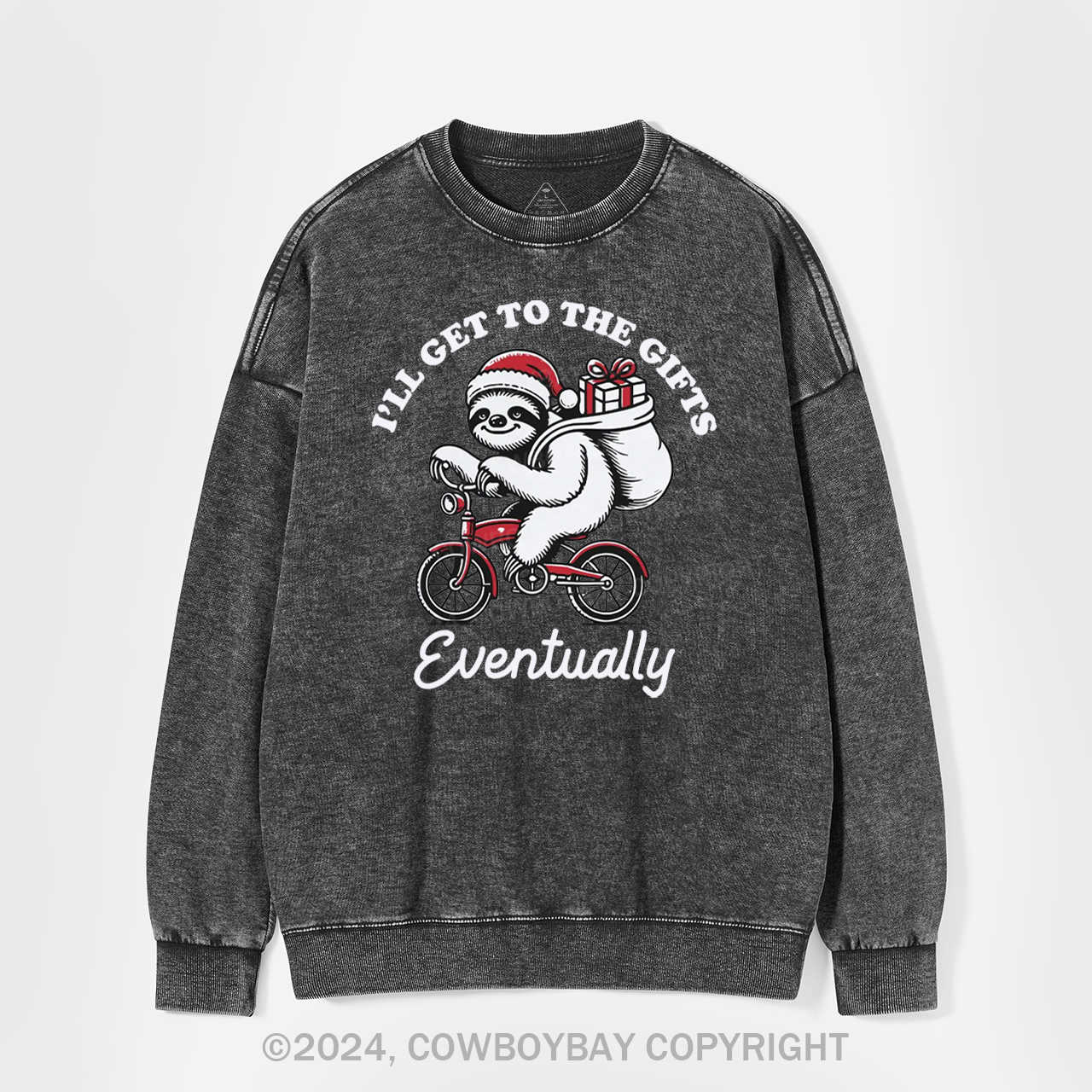 Merry Christmas Sloth Washed Sweatshirts