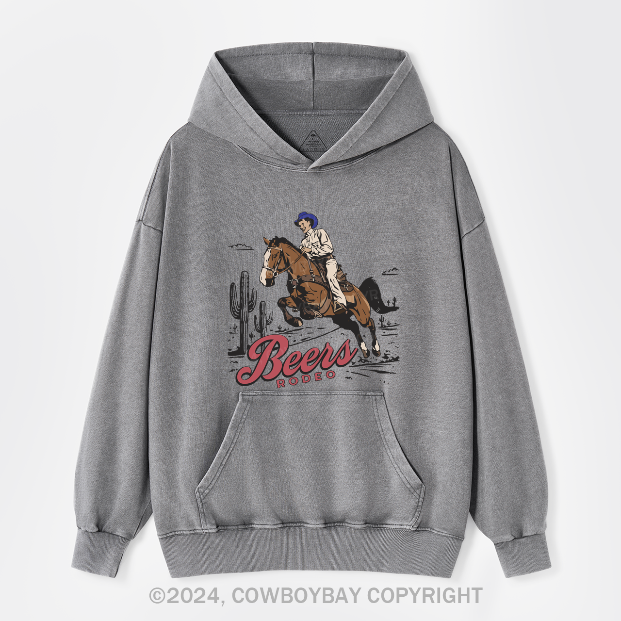 Vintage 90s Beers Retro Cowboy Garment-Dye Hoodies