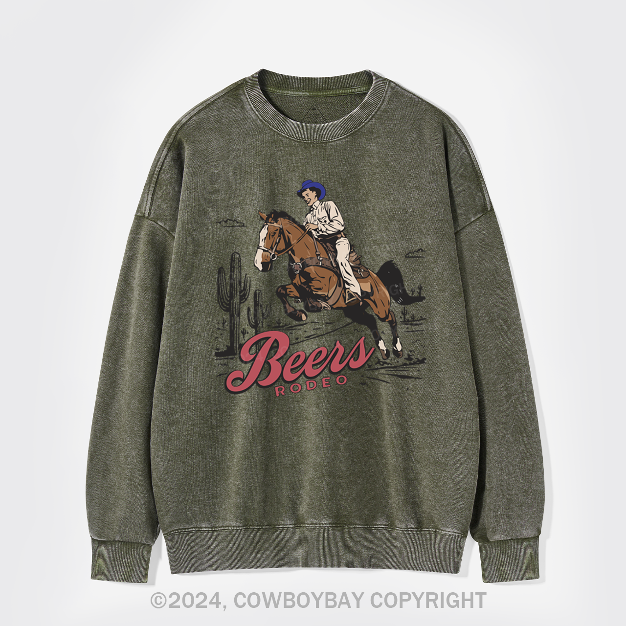 Vintage 90s Beers Retro Cowboy Washed Sweatshirts