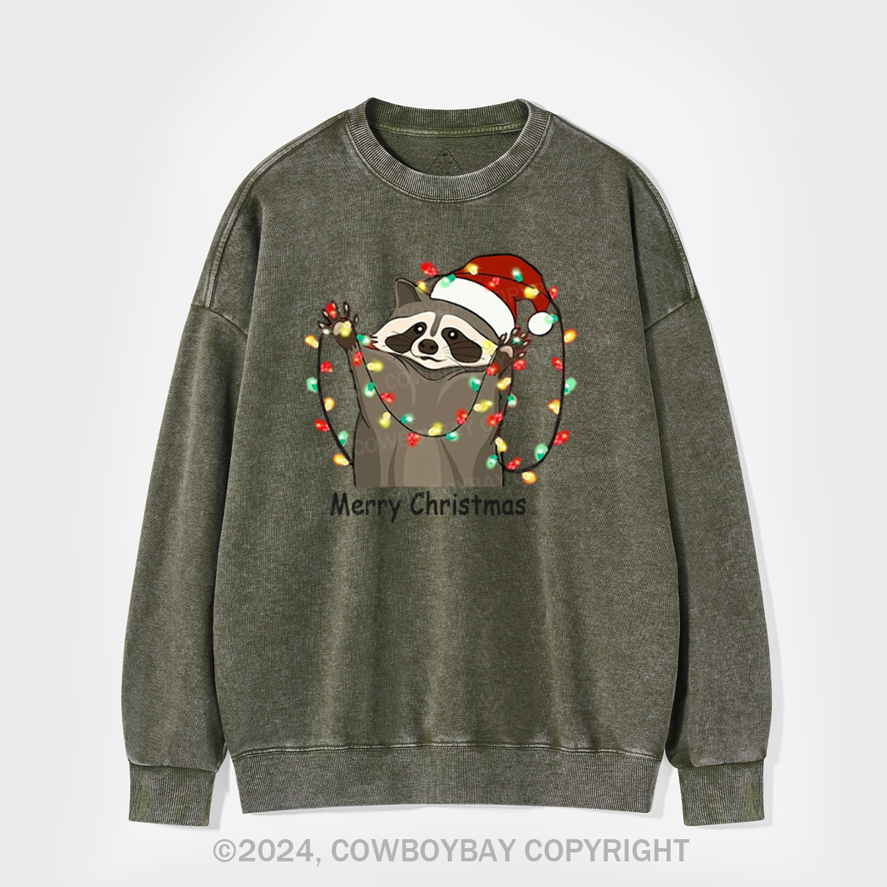Christmas Racoon Washed Sweatshirts