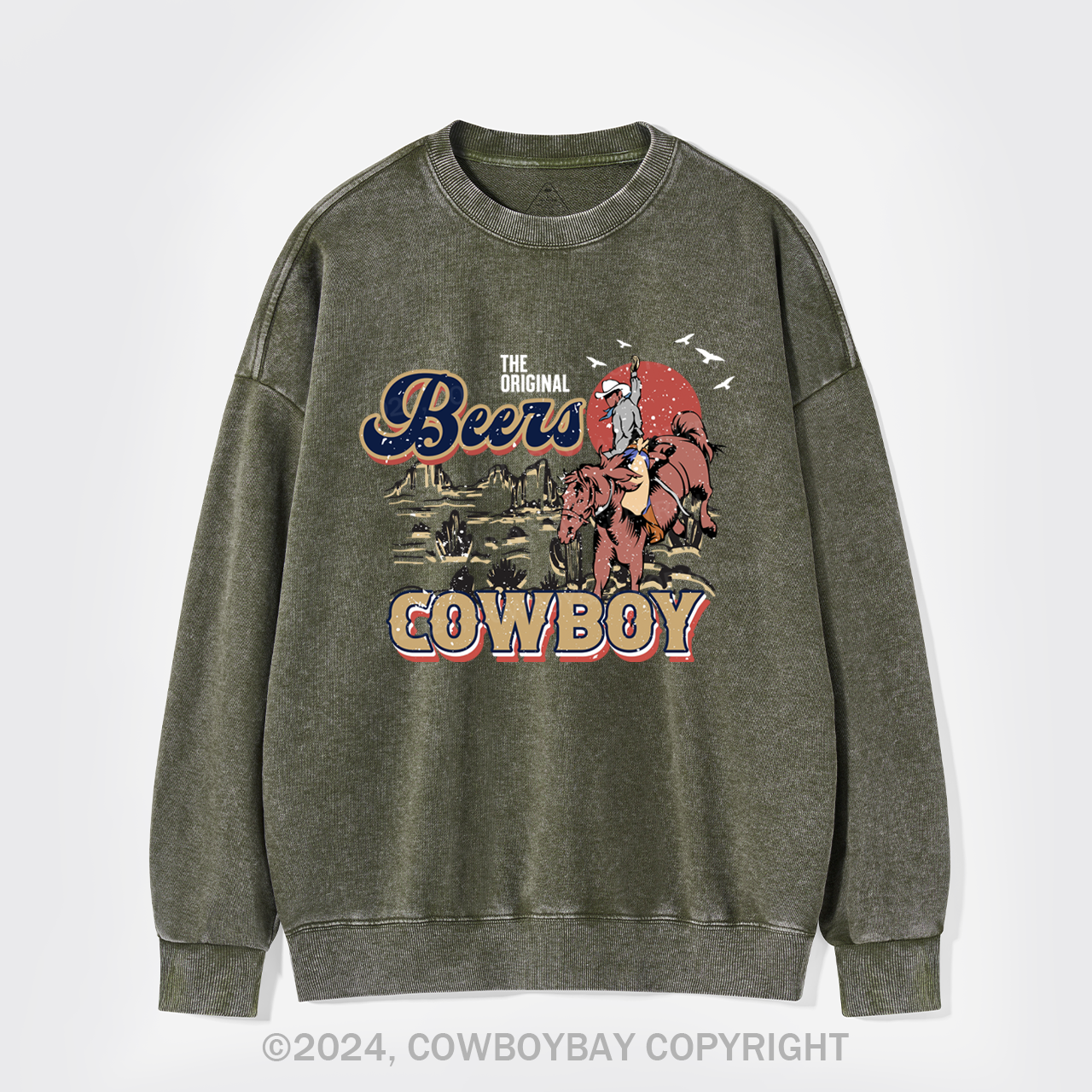 Beers Cowboy On The Wilderness Washed Sweatshirts