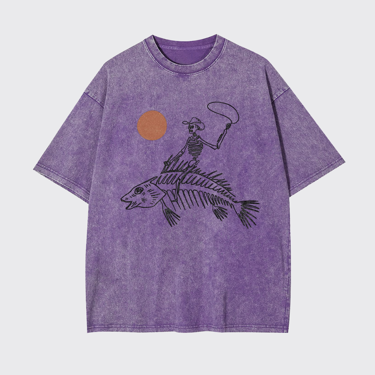 Ride the Waves Skeleton Cowboy Garment-dye Tees