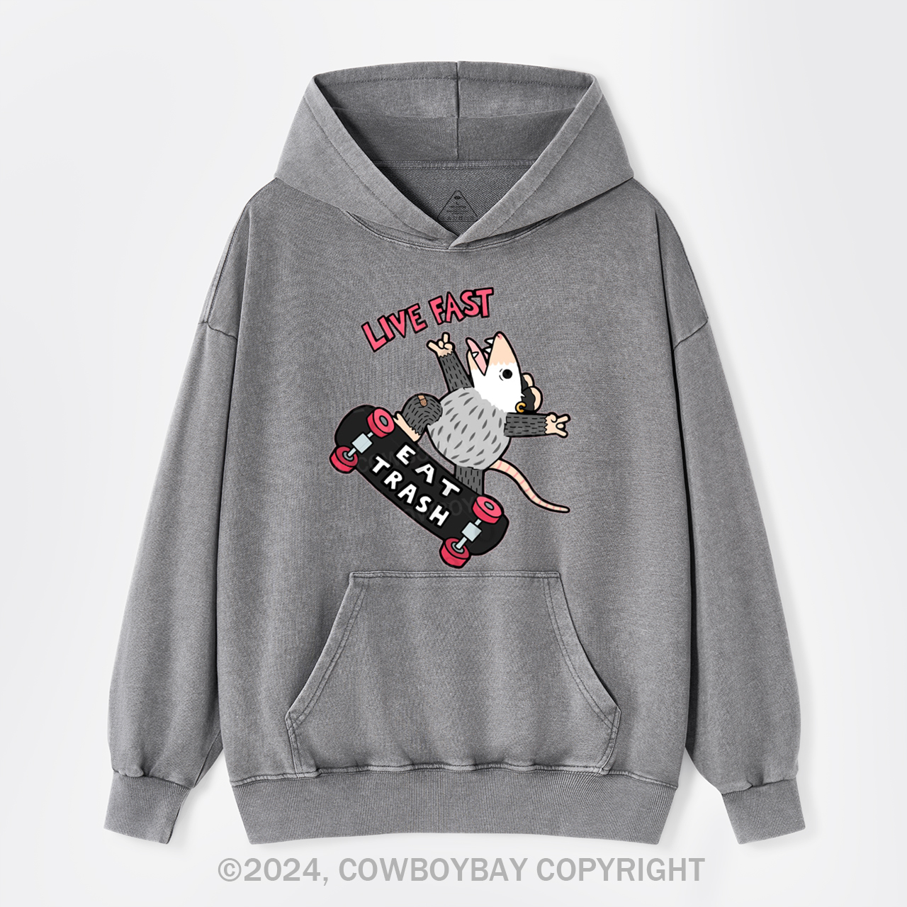 Live Fast Eat Trash Garment-Dye Hoodies