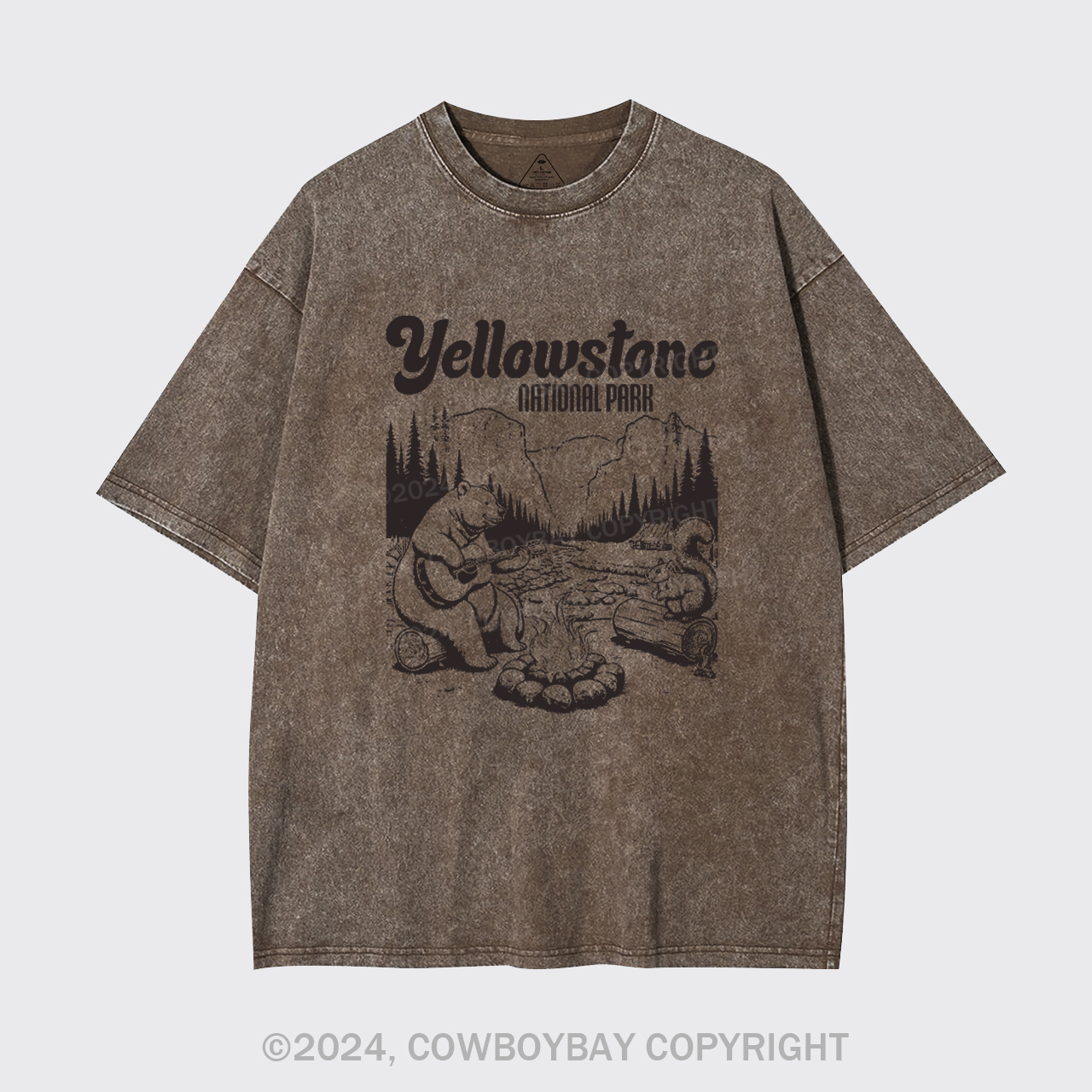 Cute Bear In The Yellowstone National Park Garment-dye Tees