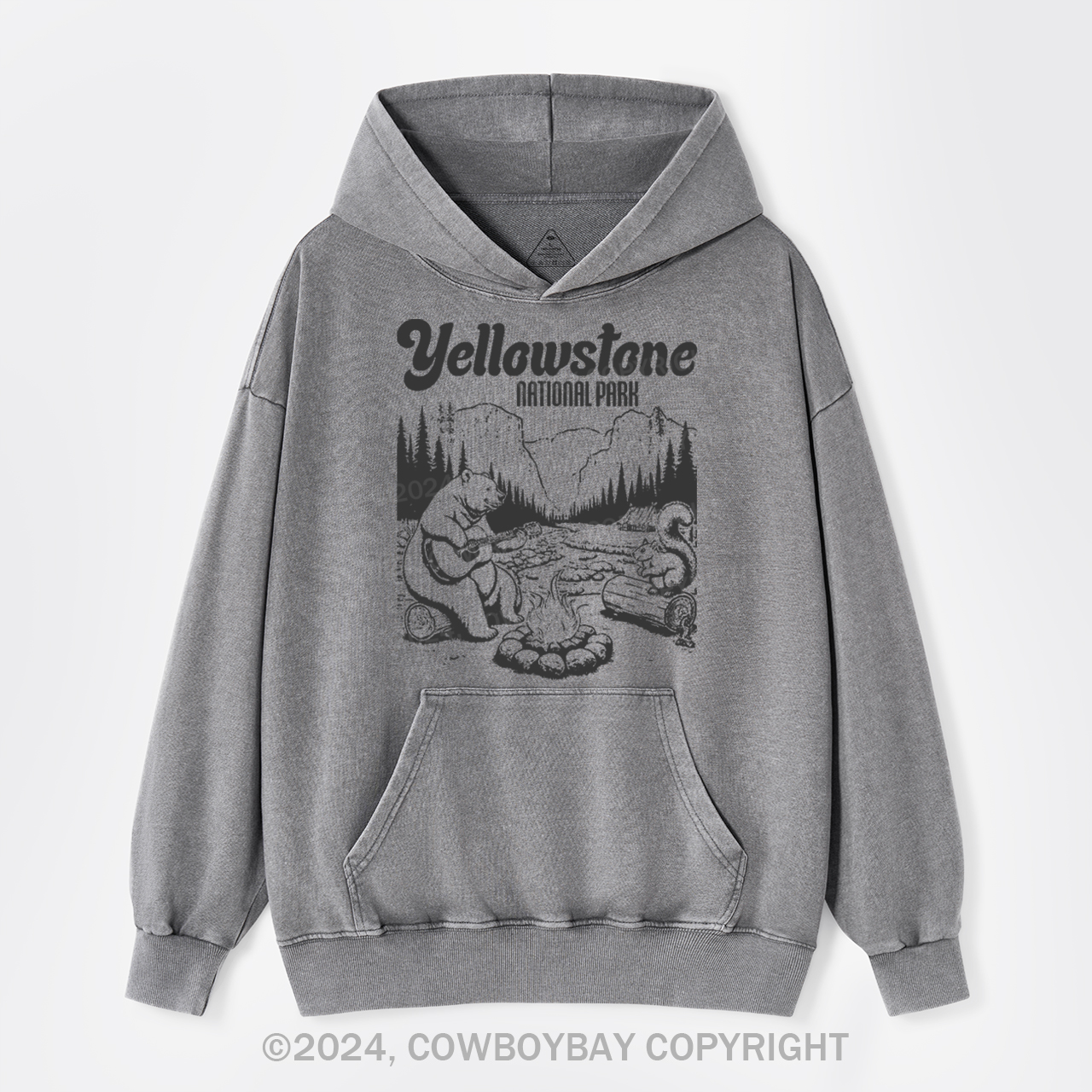 Cute Bear In The Yellowstone National Park Garment-Dye Hoodies