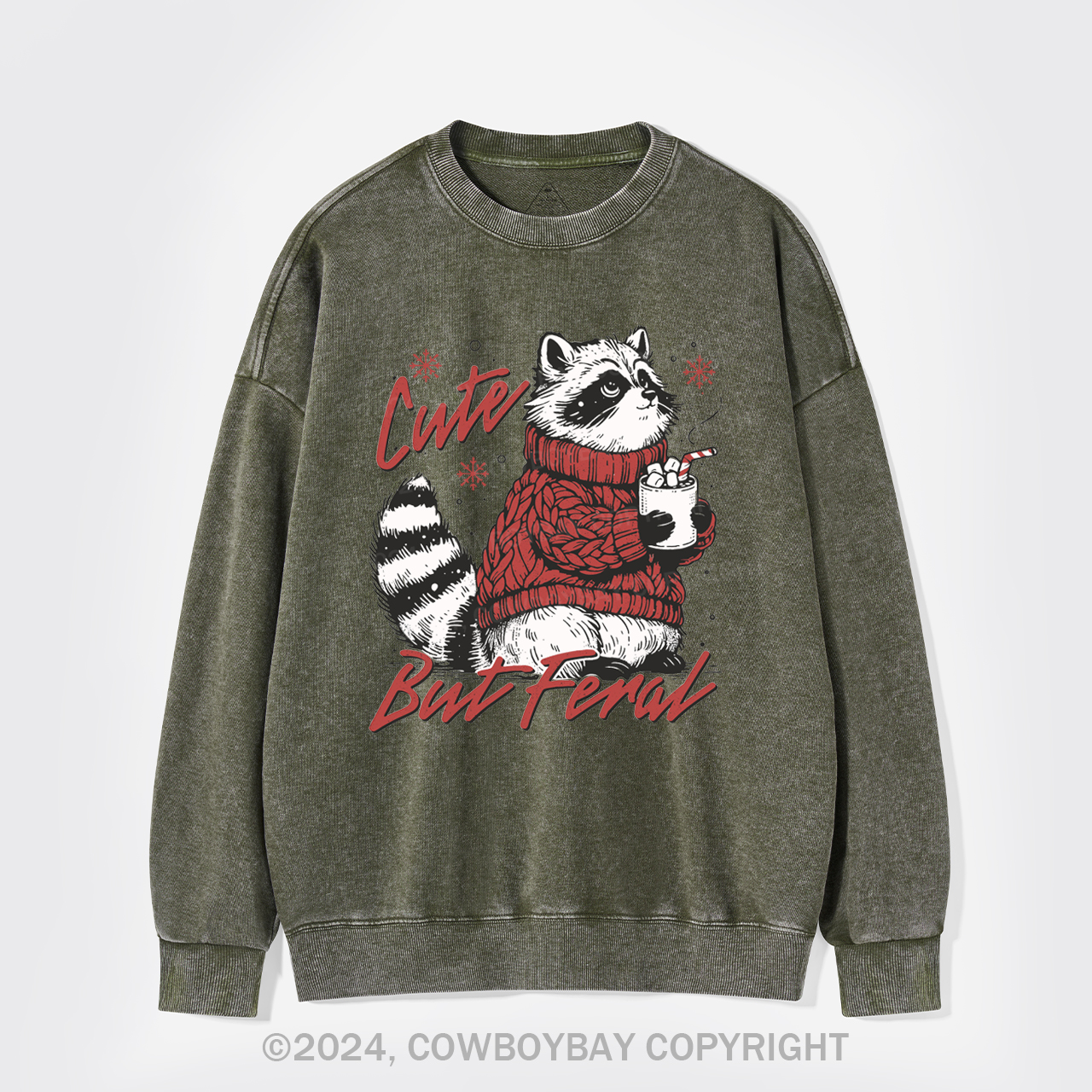 Funny Christmas Raccoon Washed Sweatshirts