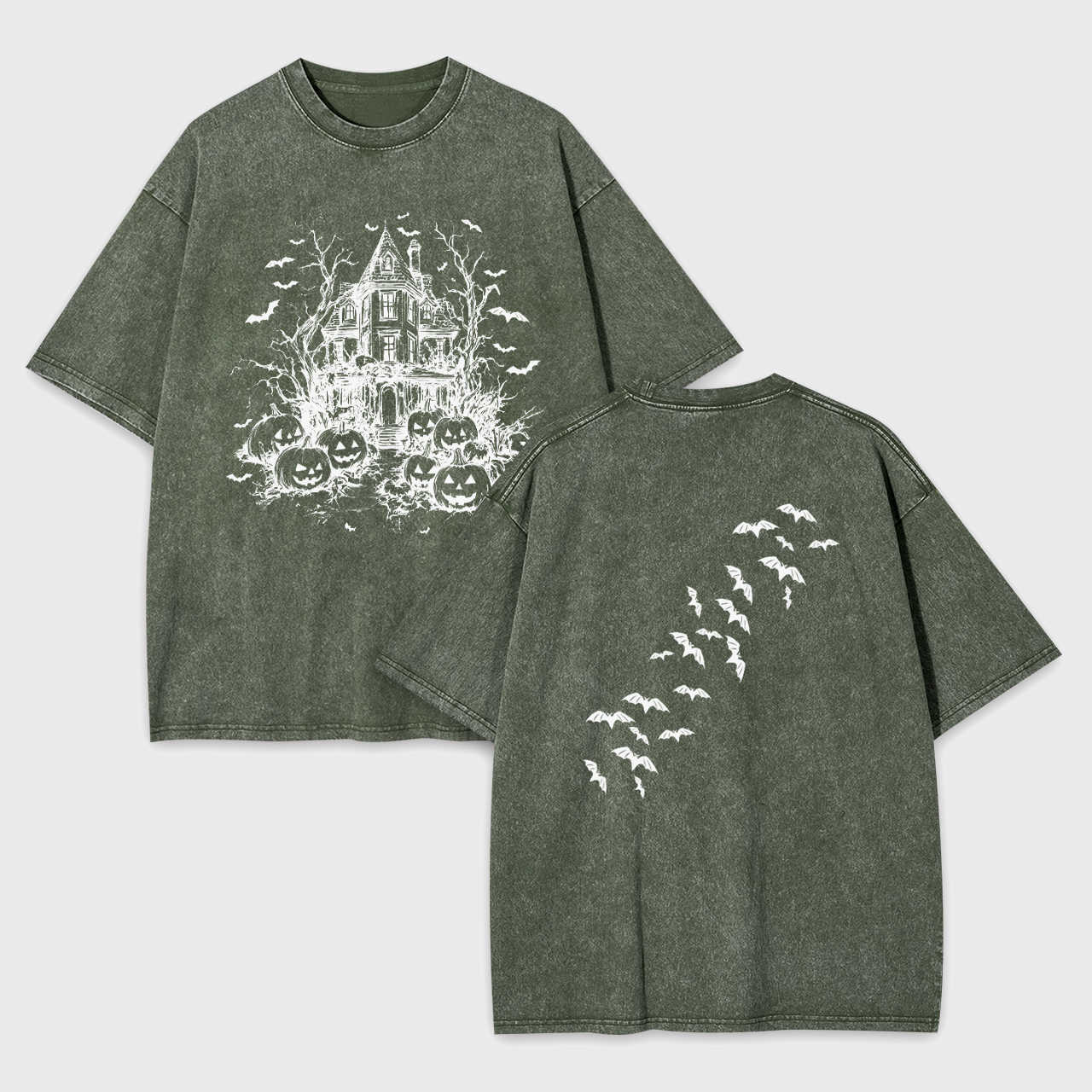 Vintage Haunted House Halloween Garment-dye Tees