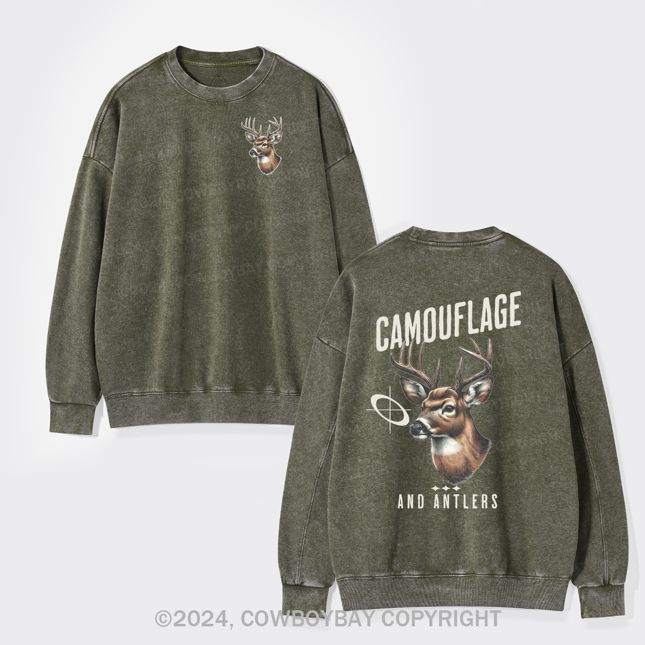 Camouflage Deer Hunting Washed Sweatshirts