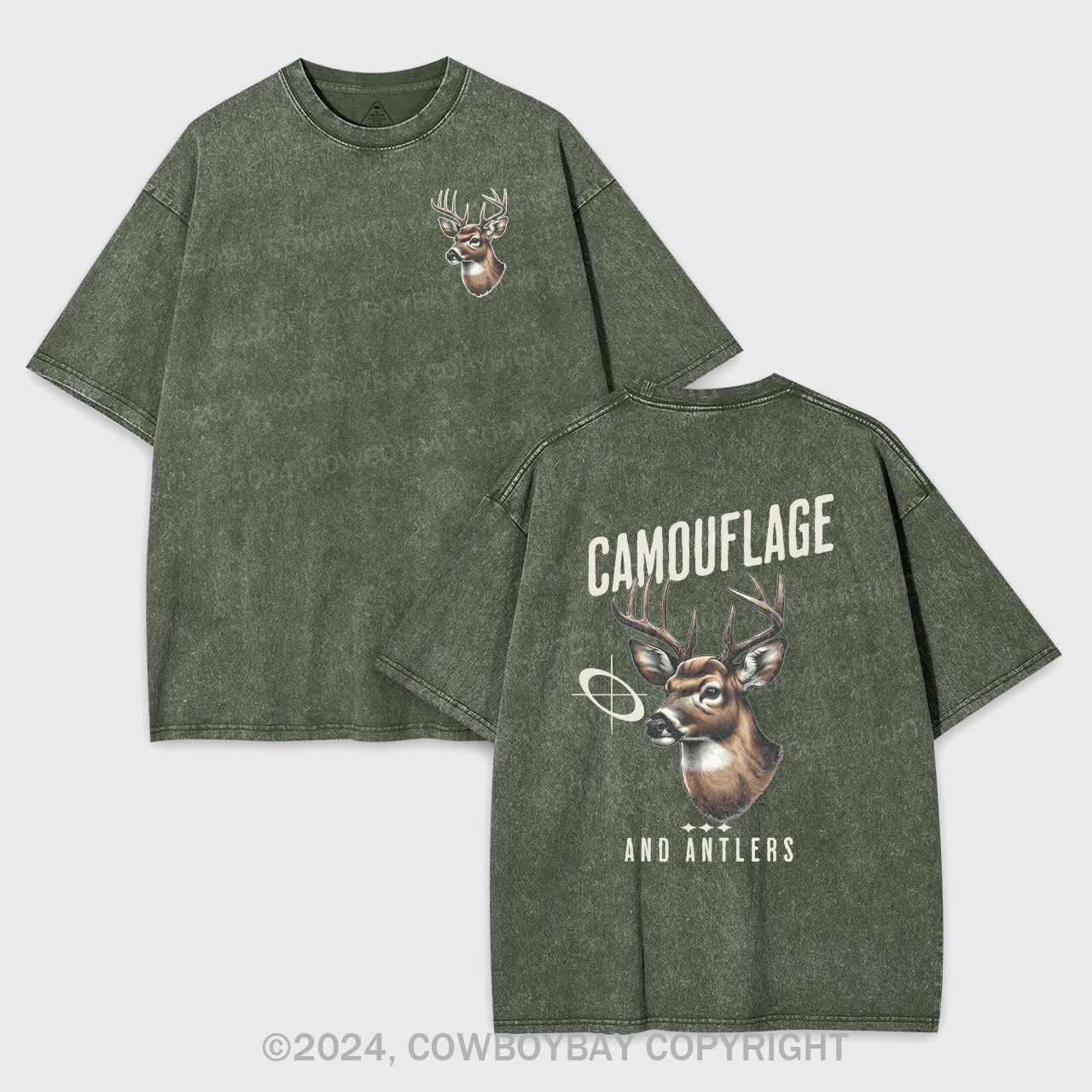 Camouflage Deer Hunting Garment-dye Tees