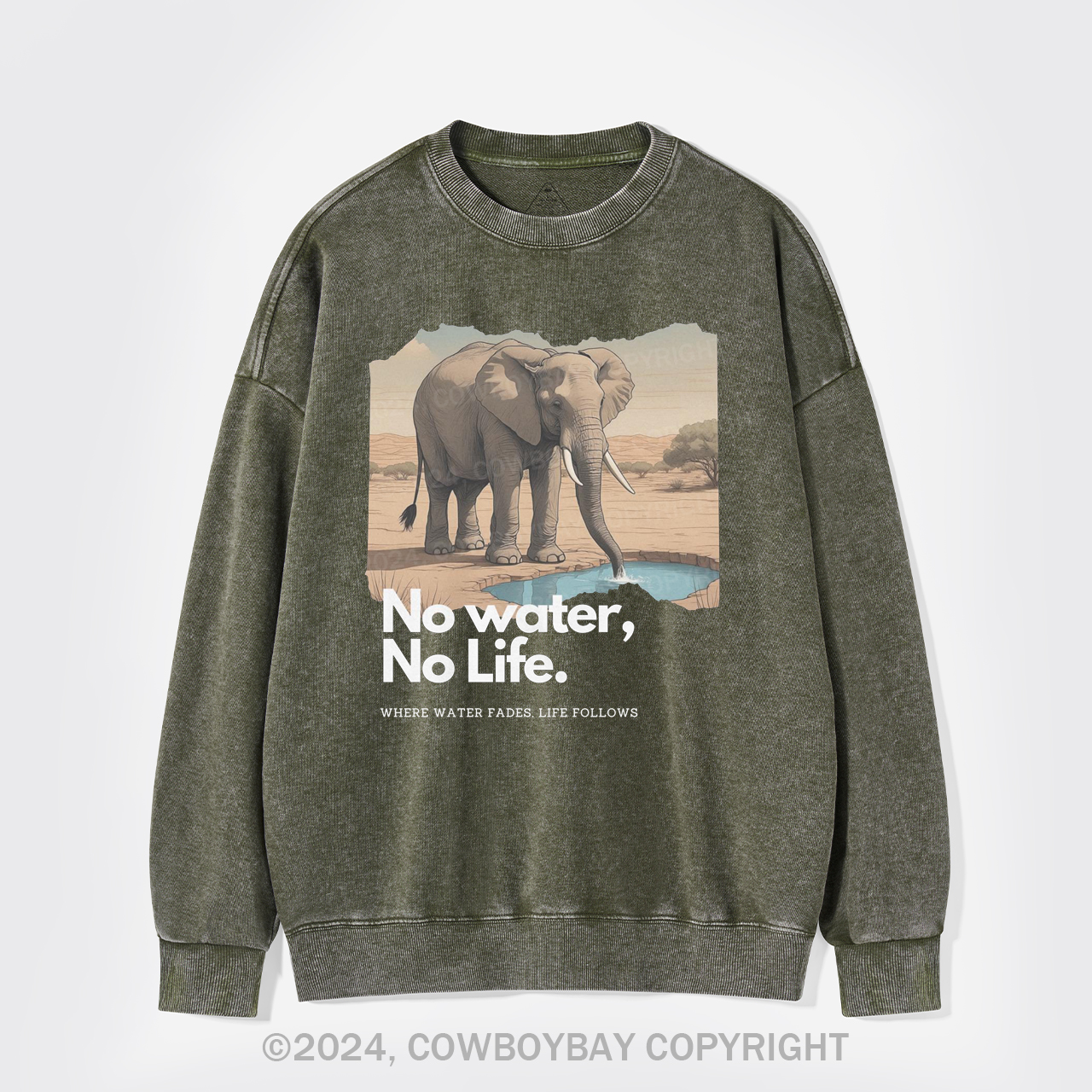Elephant And Climate Change Protest Washed Sweatshirts