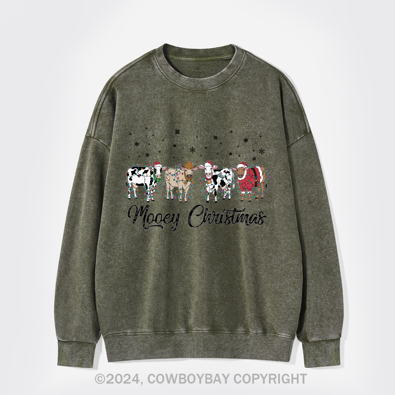 Christmas Cow Washed Sweatshirts