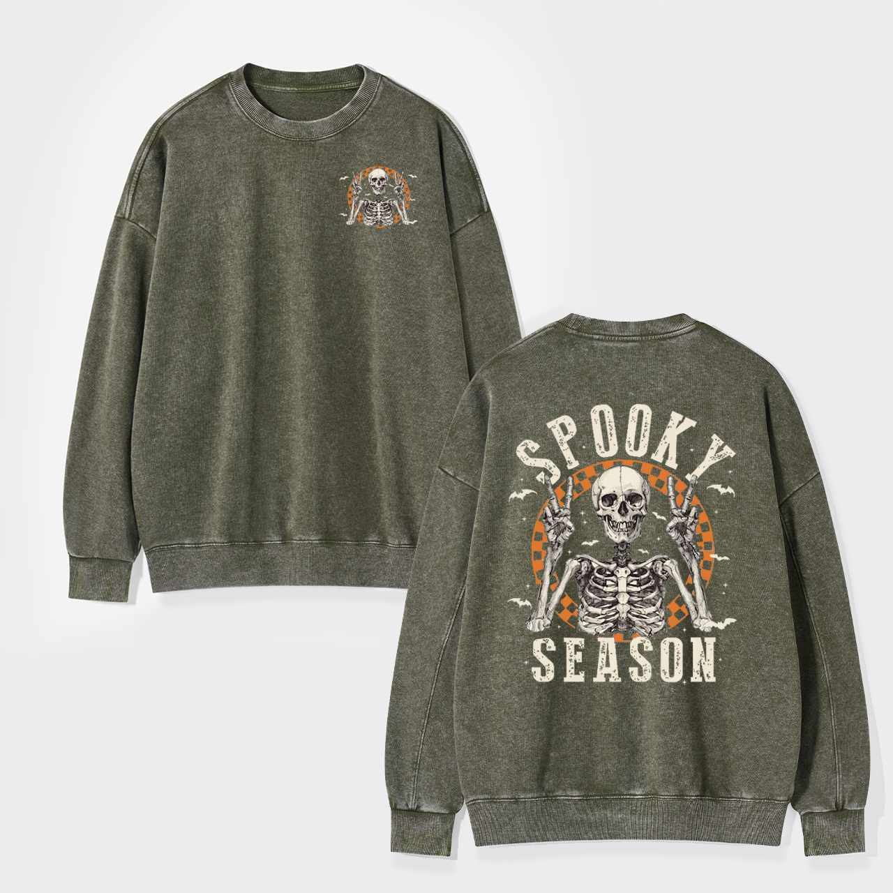 Fall Spooky Retro Halloween Washed Sweatshirts