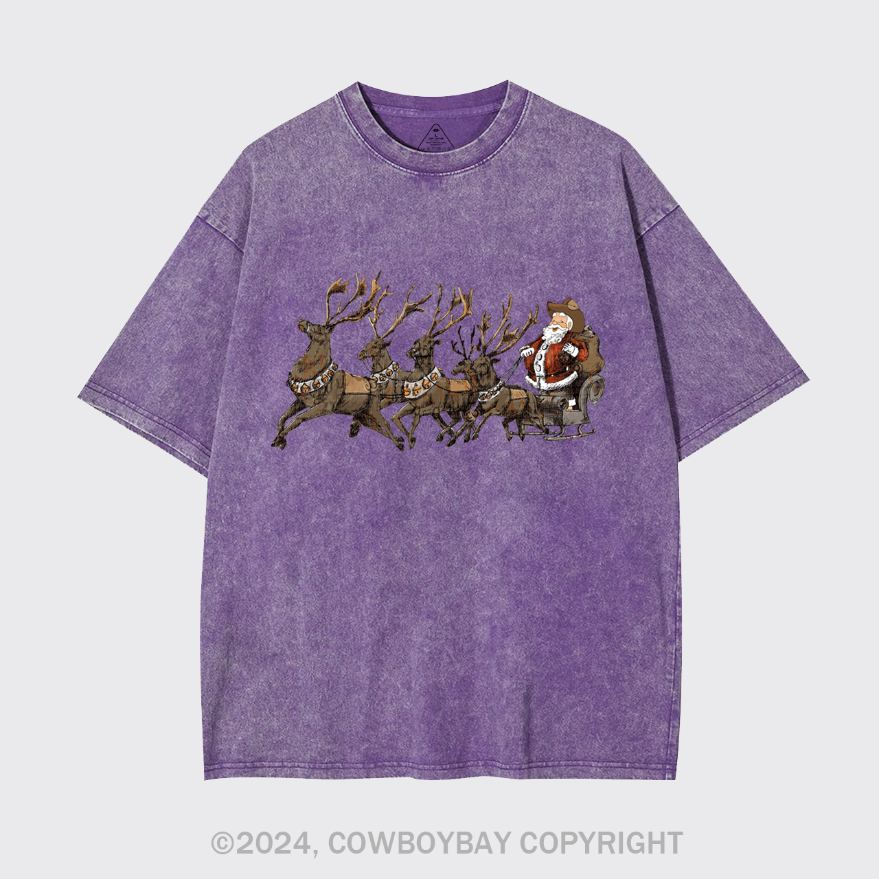 Cowboy Santa With Reindeer Garment-dye Tees