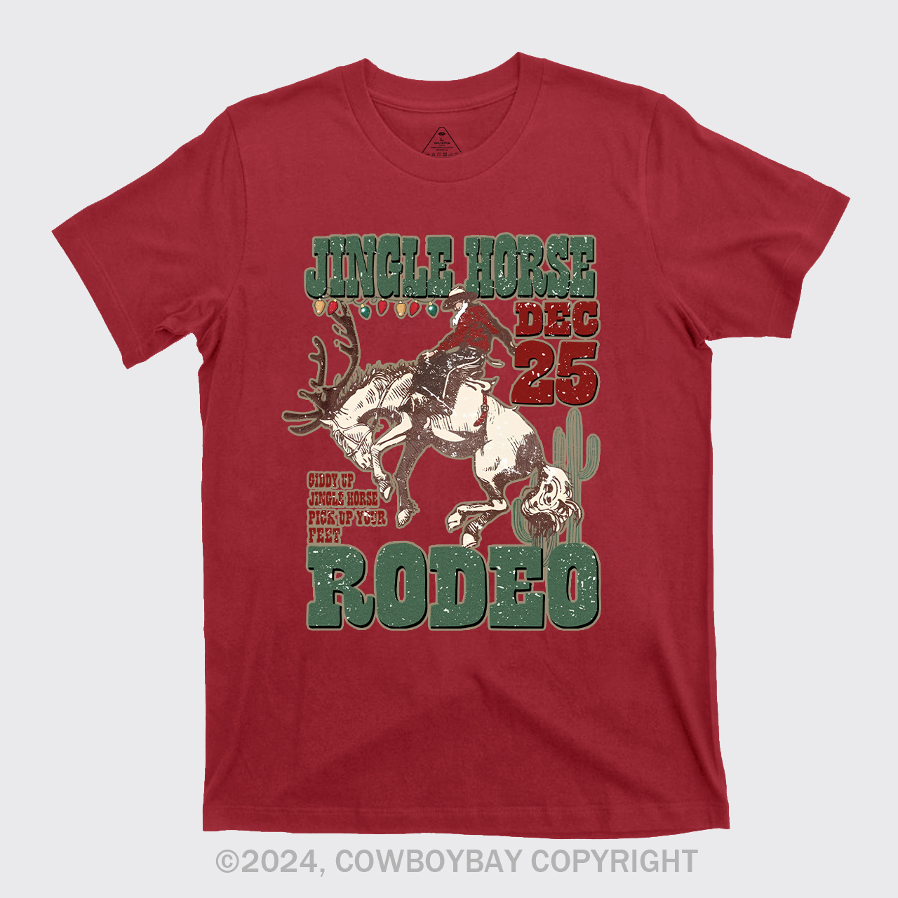 Jingle Horse Cowboy Santa Christmas Cotton T-Shirts