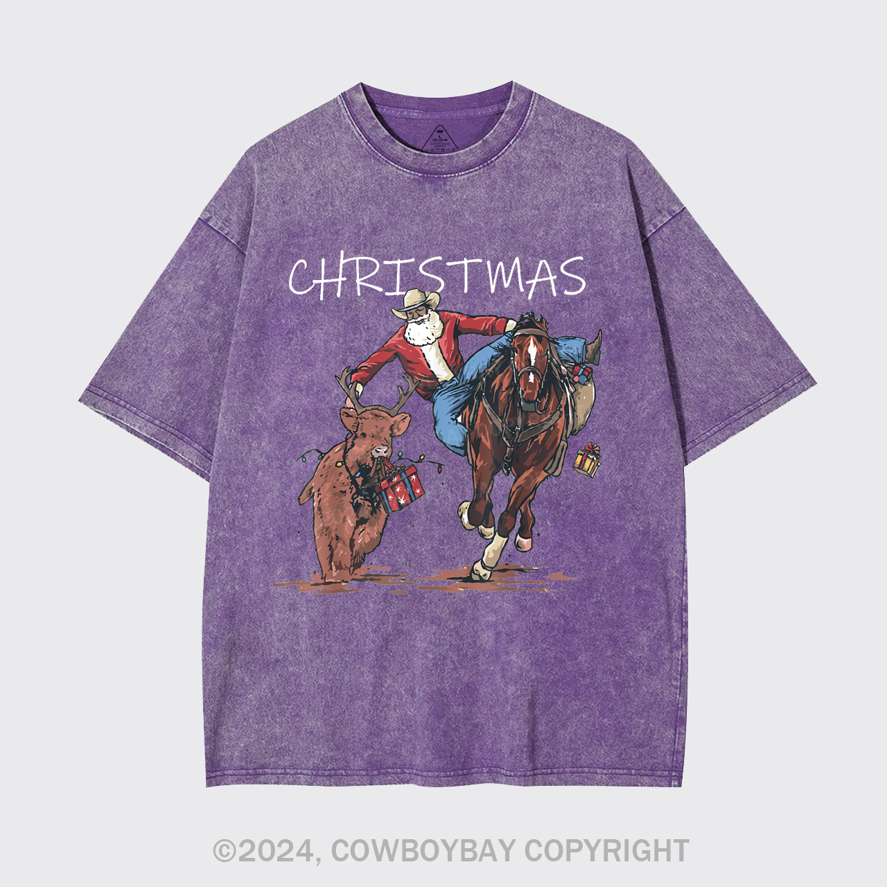 Cowboy Santa Claus Bullfight Garment-dye Tees