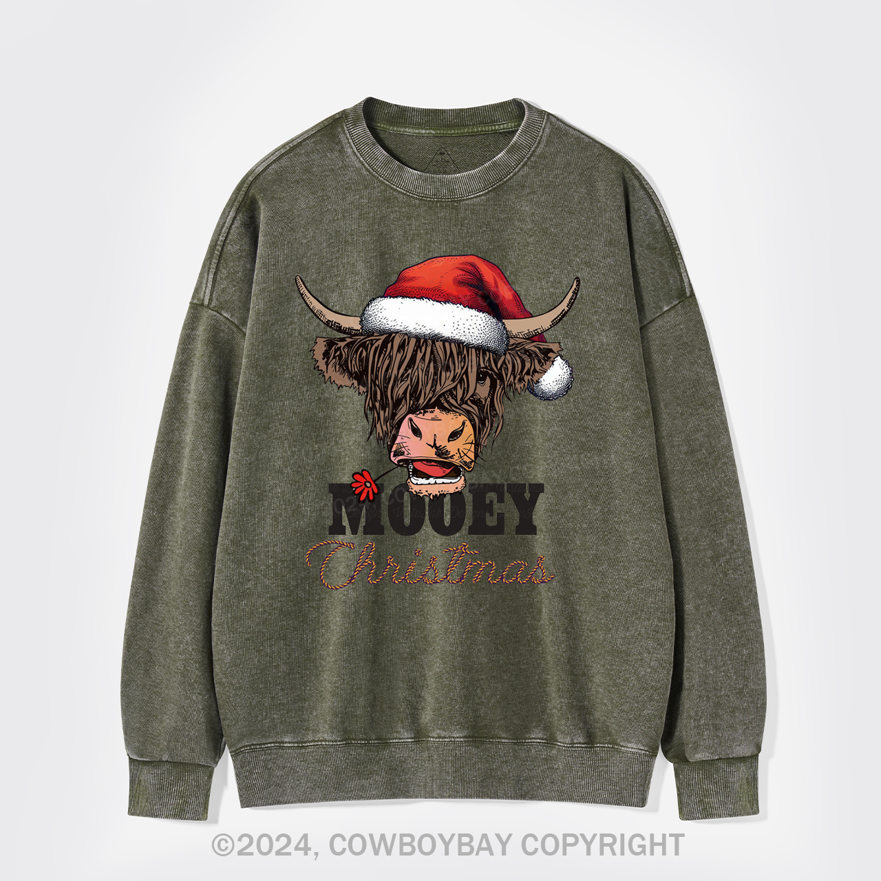 Cow Christmas Washed Sweatshirts
