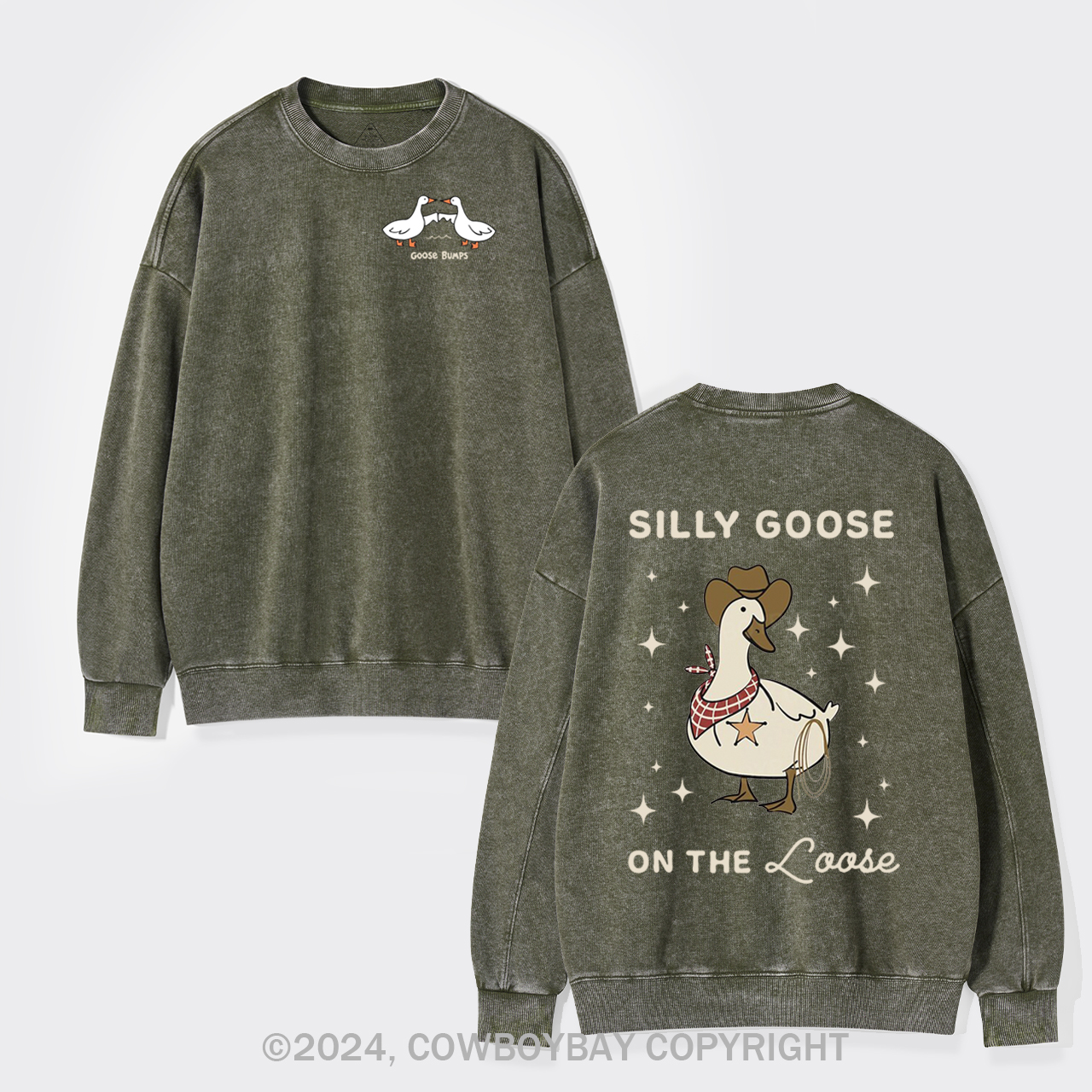 Retro Silly Goose On The Loose Washed Sweatshirts