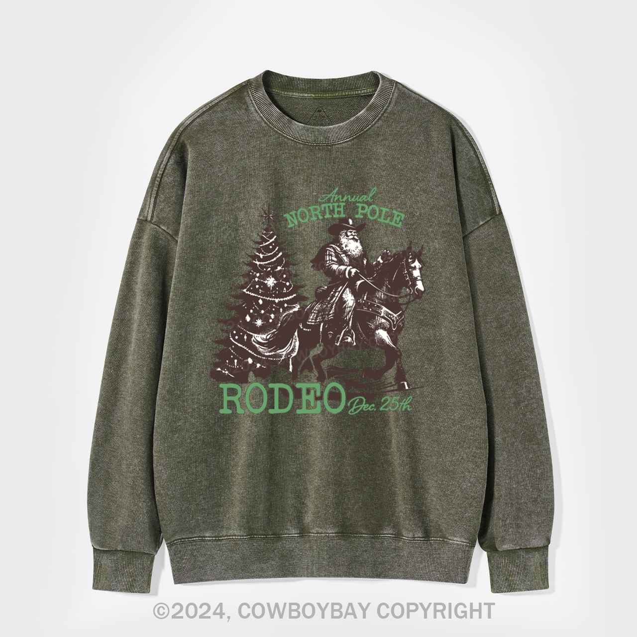 Cowboy Santa Western Christmas Washed Sweatshirts