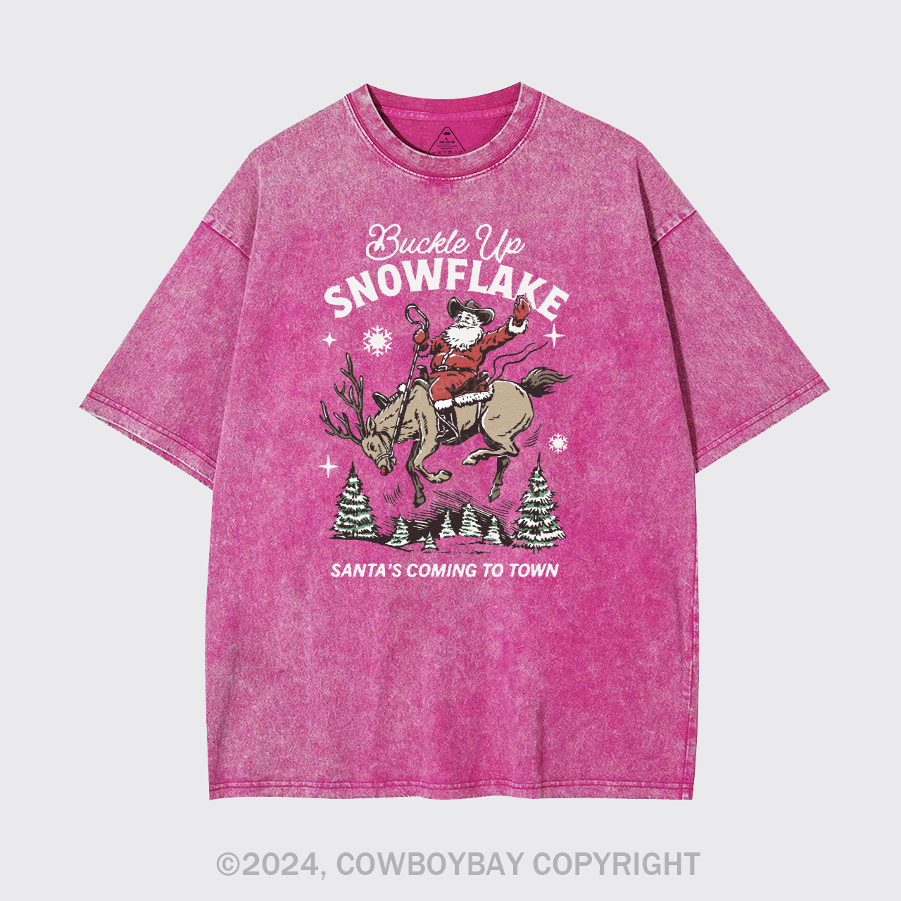 Retro Christmas Cowboy Santa Garment-dye Tees