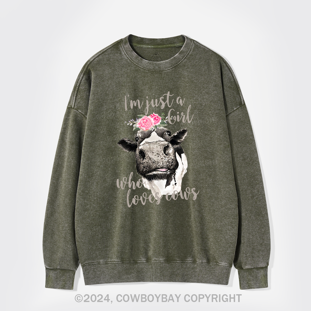 I'm Just A Girl Who Loves Cows Cowboy Washed Sweatshirts