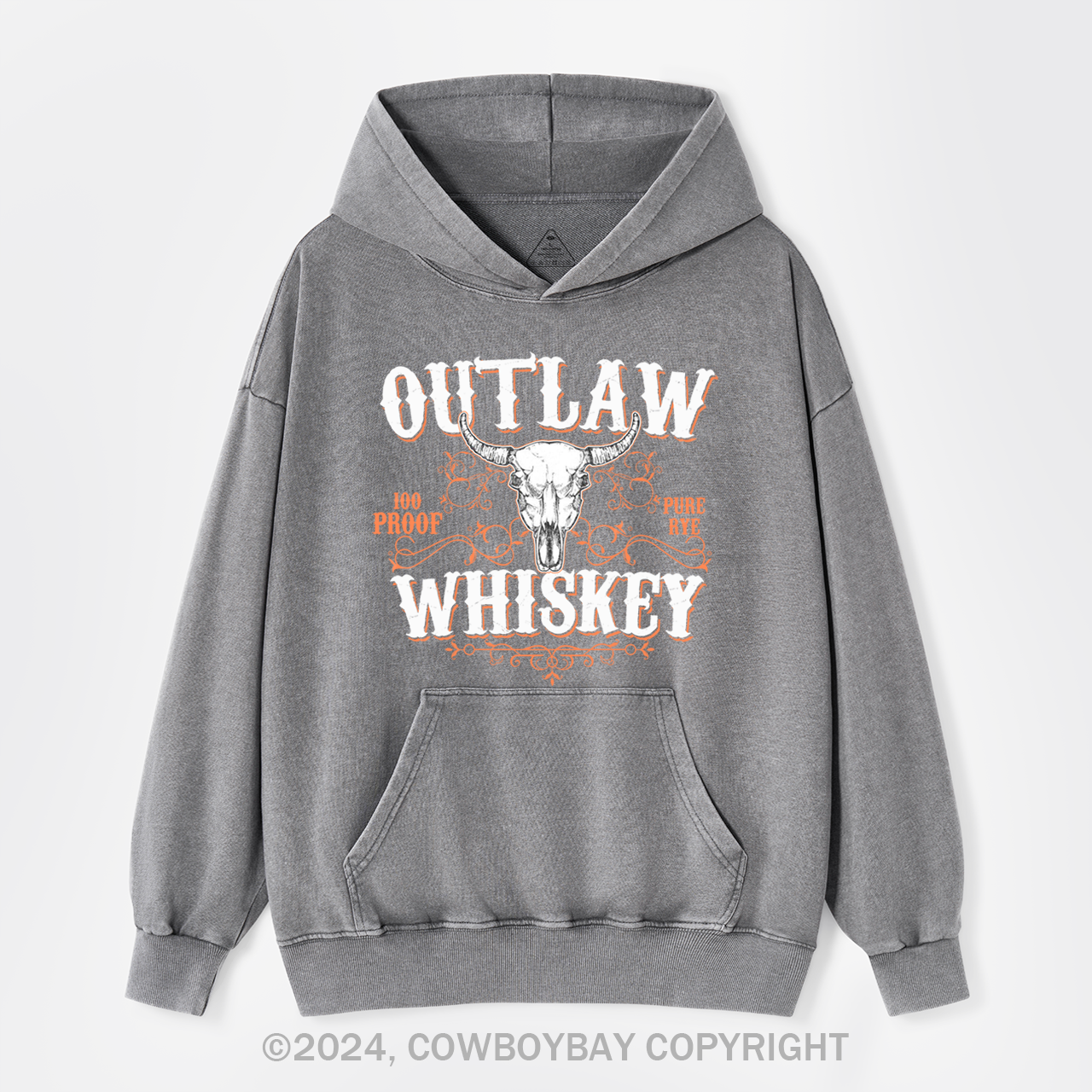 Outlaw Whiskey 100 Proof Pure Rye Garment-Dye Hoodies