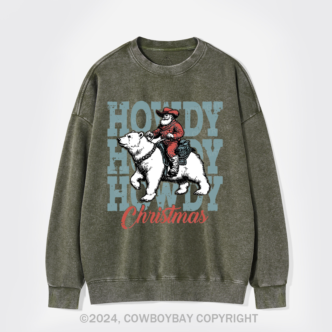 Santa Claus And Polar Bear Washed Sweatshirts