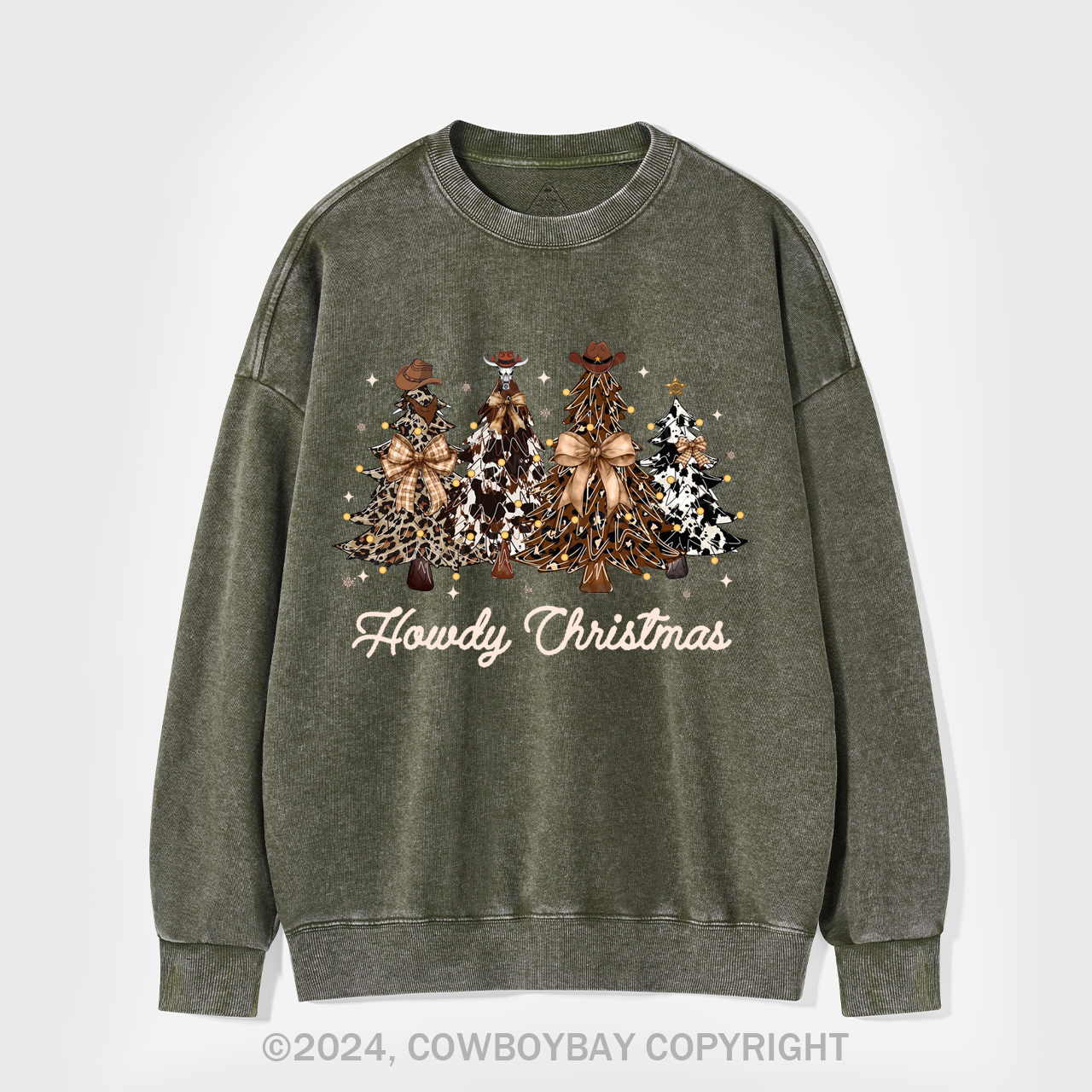 Retro Christmas Tree Washed Sweatshirts