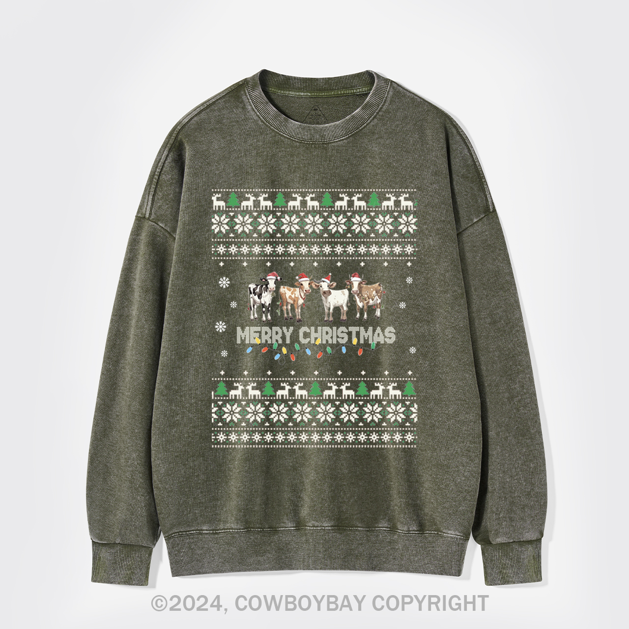 Christmas Cow Washed Sweatshirts