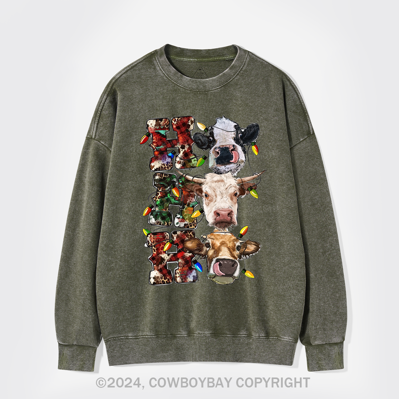 Ho Ho Ho Cows Washed Sweatshirts