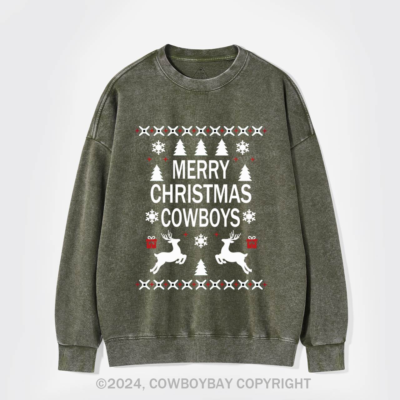 Merry Christmas Cowboys Washed Sweatshirts