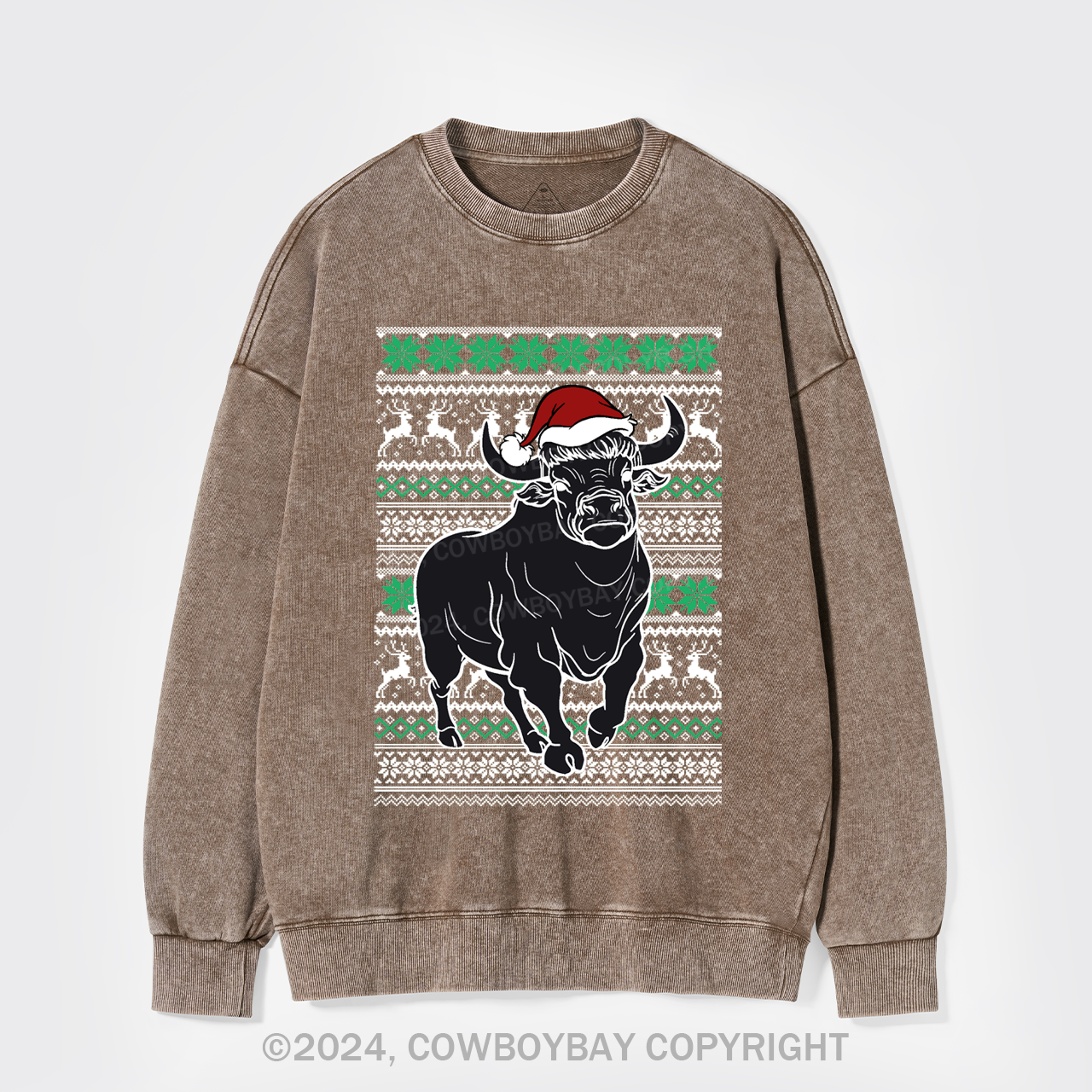 Cow Santa Washed Sweatshirts