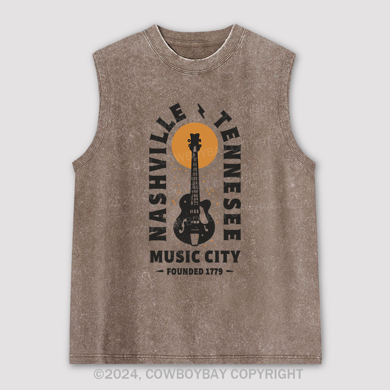 Nashville Tennessee Music City Guitar Washed Tanks