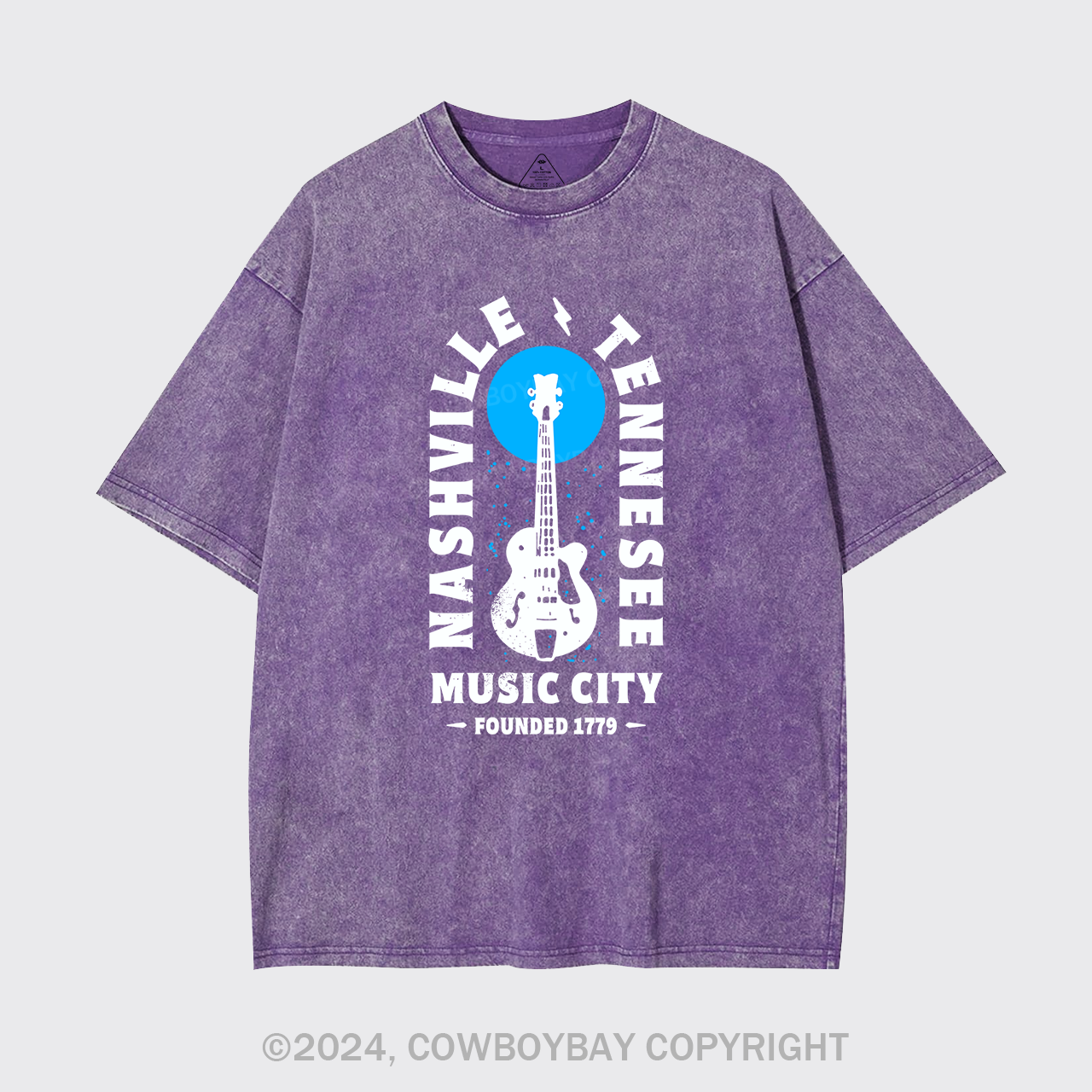 Nashville Tennessee Music City Guitar Garment-dye Tees