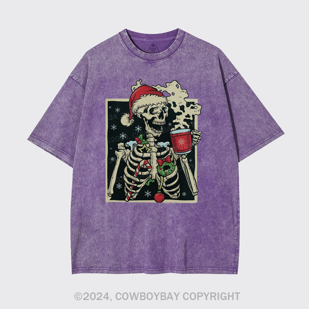 Dead Inside Skeleton Christmas Garment-dye Tees