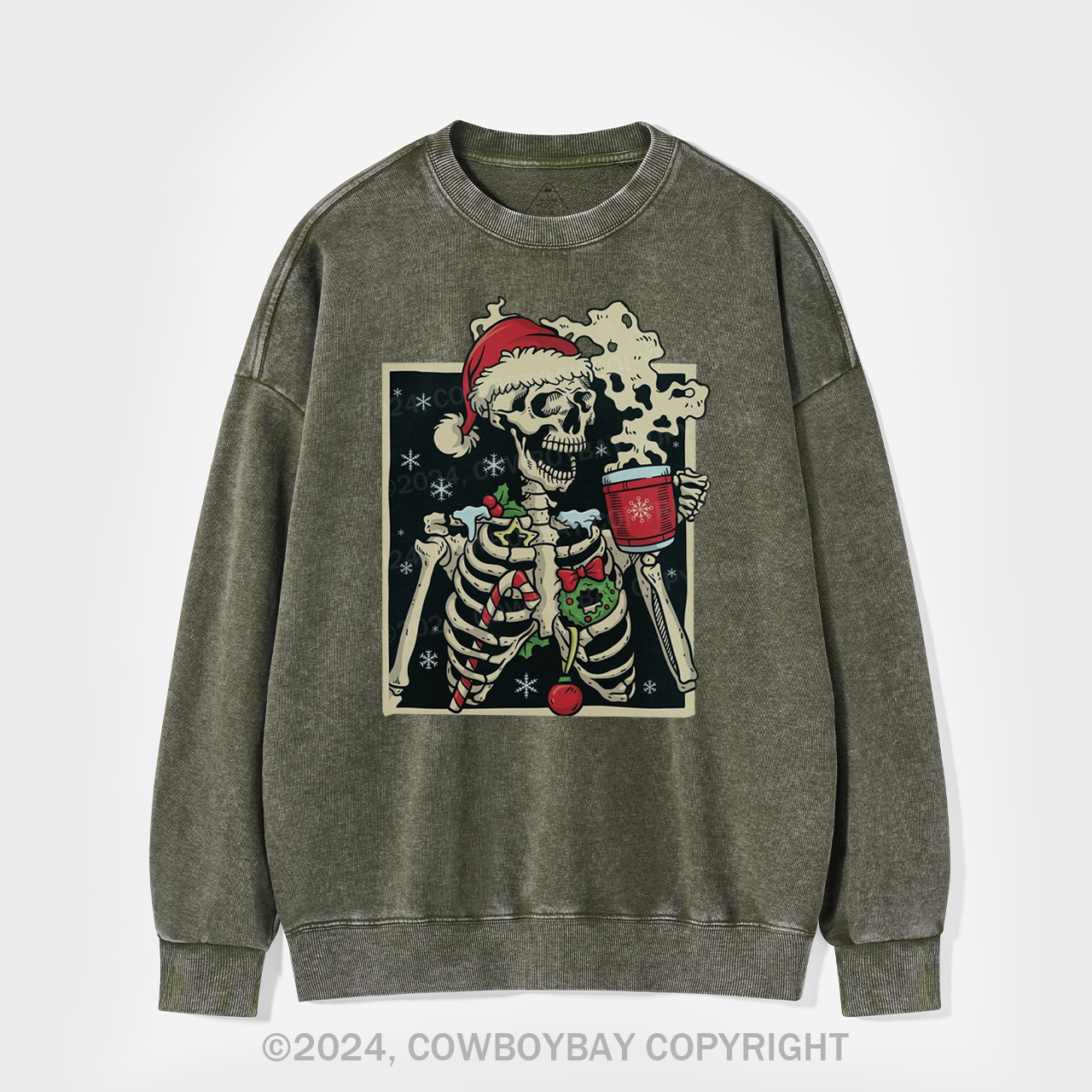 Dead Inside Skeleton Christmas Washed Sweatshirts