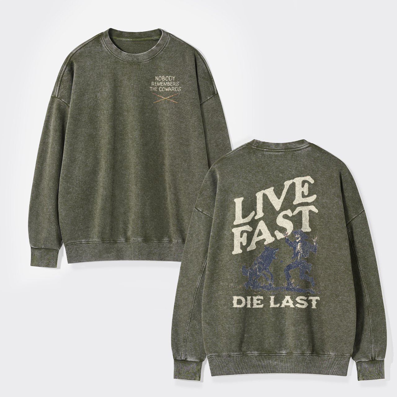 Live Fast Die Last Decoy Washed Sweatshirts
