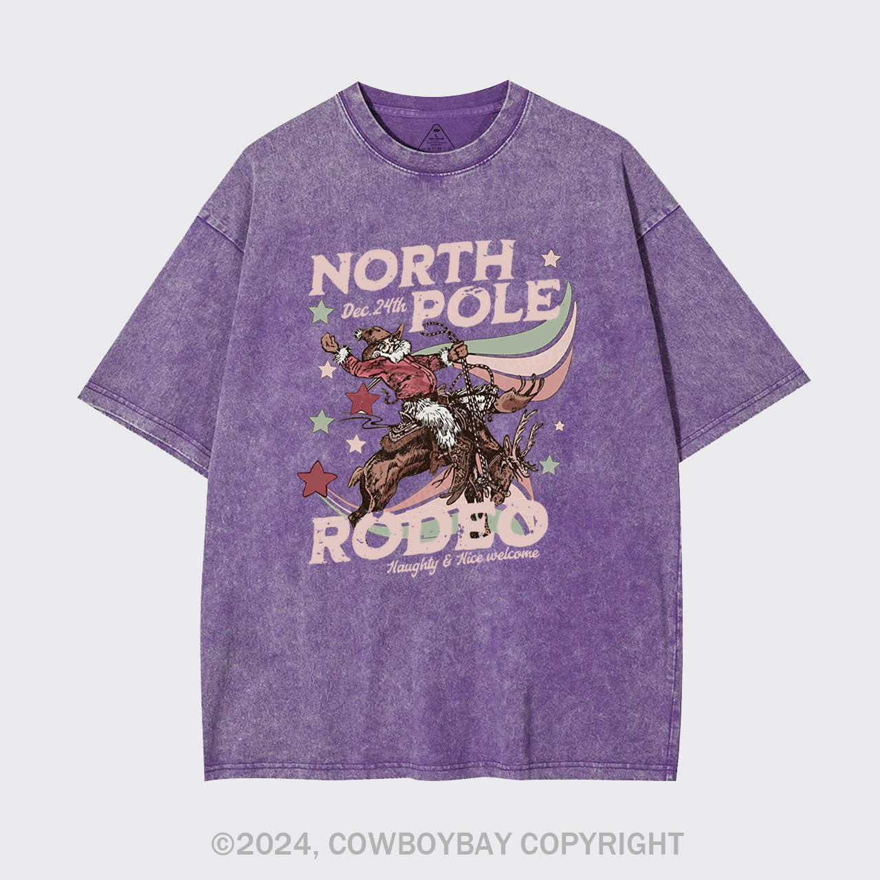 North Pole Rodeo Retro Western Christmas Garment-dye Tees