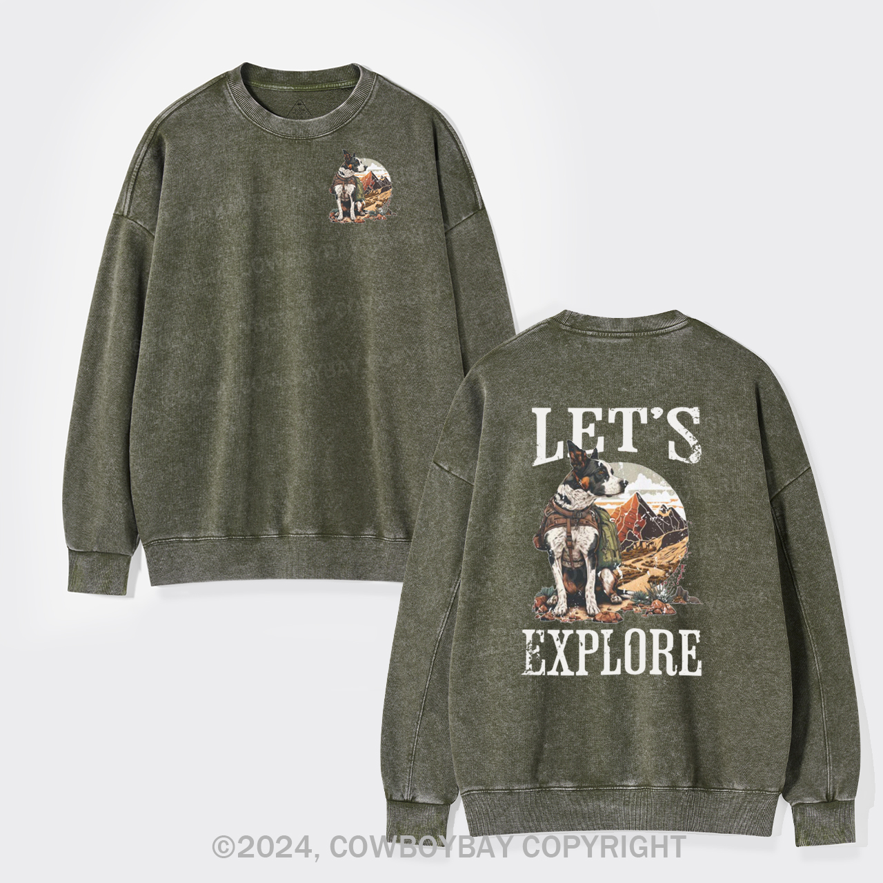 Cowboy Western Dog Washed Sweatshirts