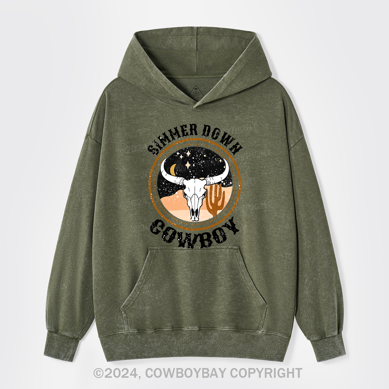 Simmer Down Western Cowboy Garment-Dye Hoodies