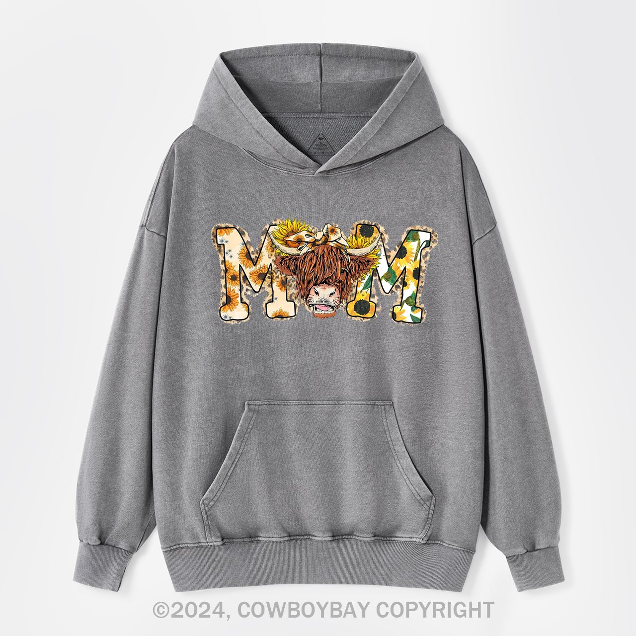 Mom Cow Western Garment-Dye Hoodies