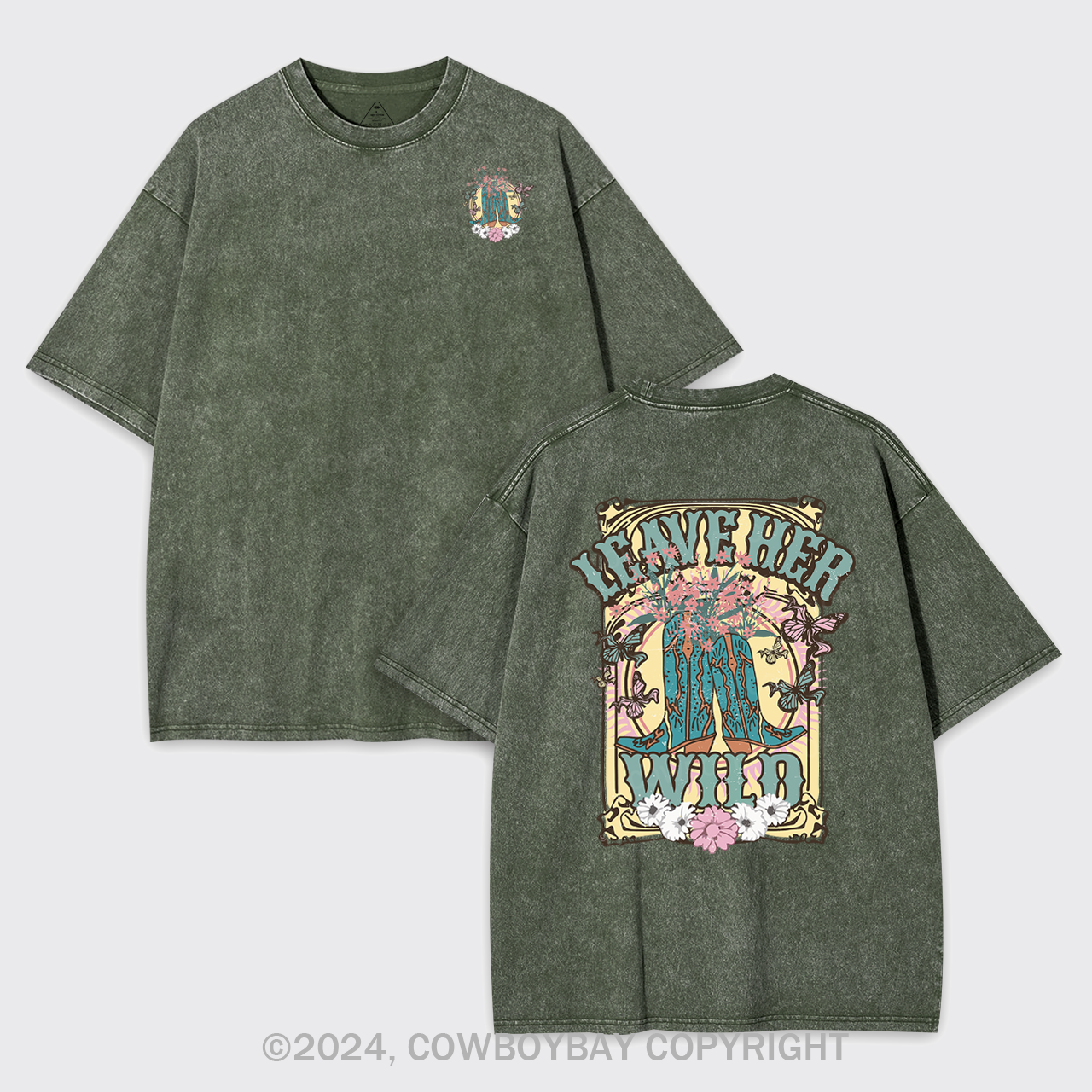 Leave Her Wild Western Cowboy Garment-dye Tees