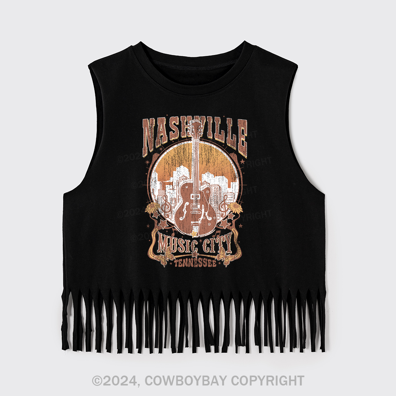 Nashville Music City Vintage Guitar Fringe Tank