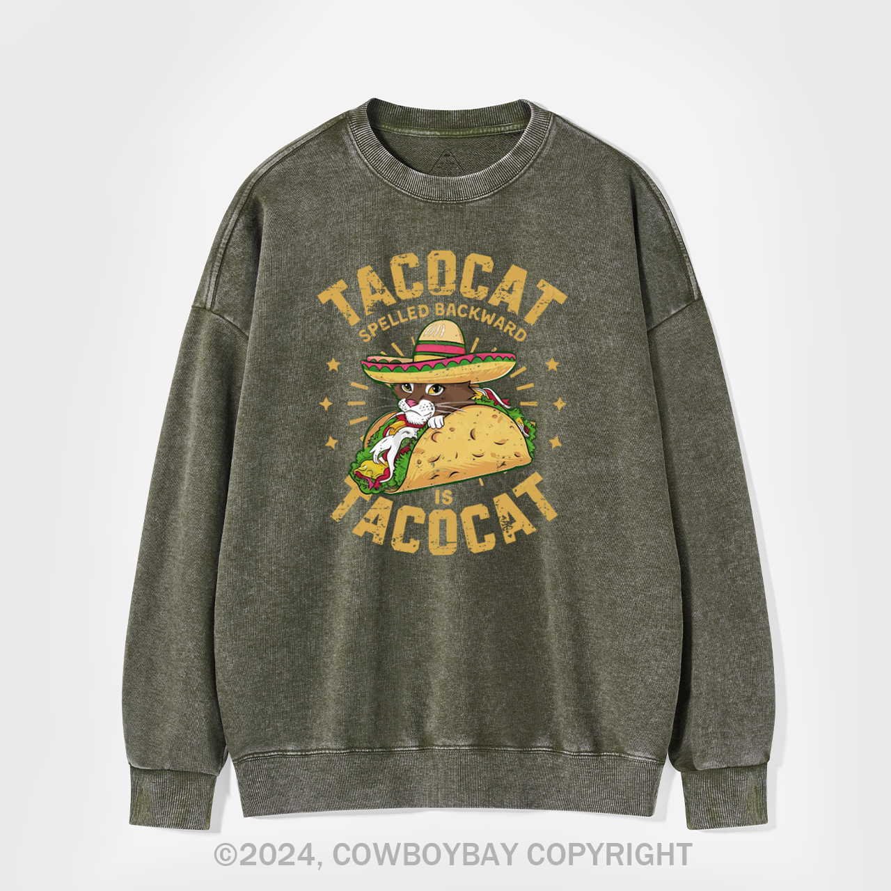 Tacocat Spelled Backward Is Tacocat Washed Sweatshirts