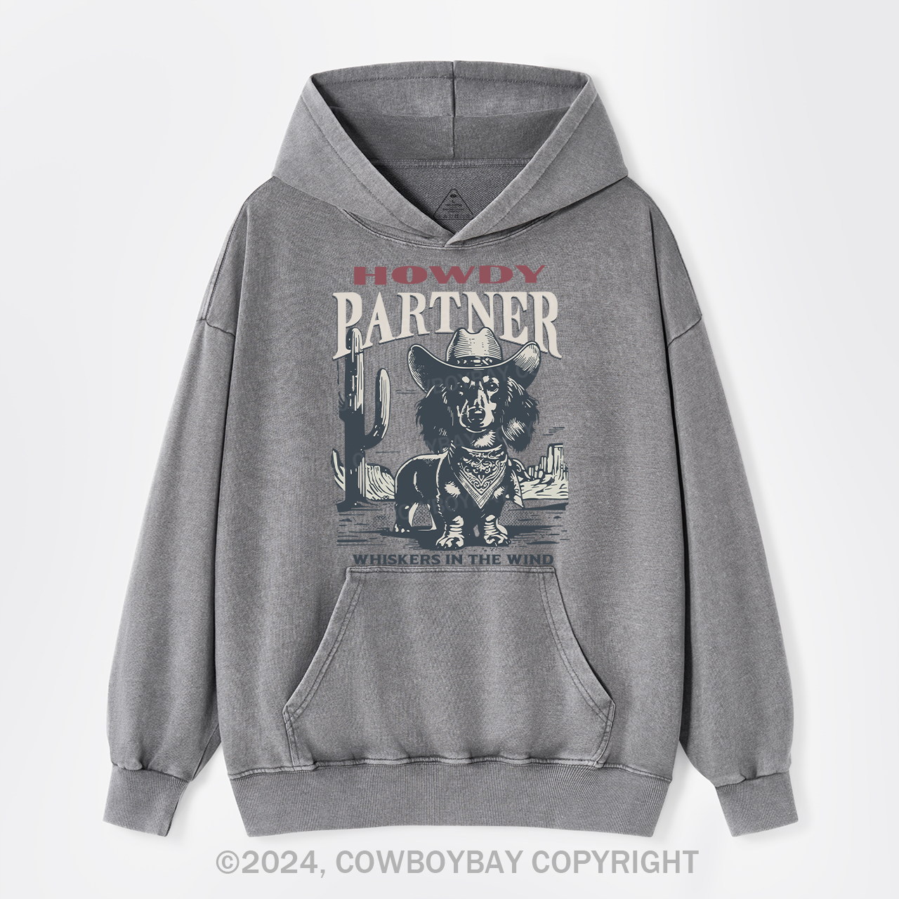 Howdy Partner Cowboy Dog Garment-Dye Hoodies