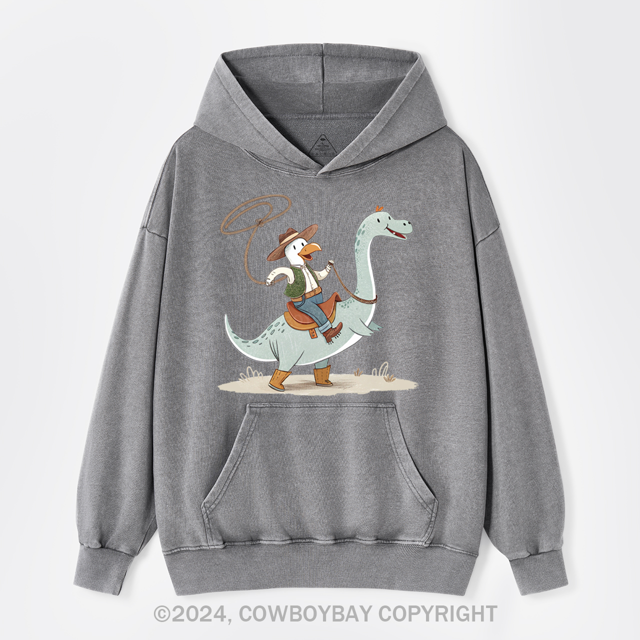 The Dinosaur Wanted To Be A Cowboy Garment-Dye Hoodies
