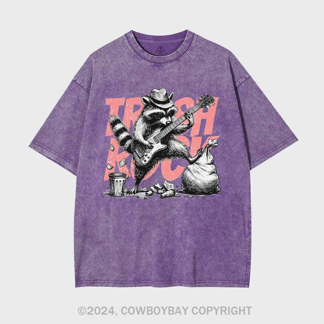 Raccoon Playing Guitar Retro Garment-dye Tees