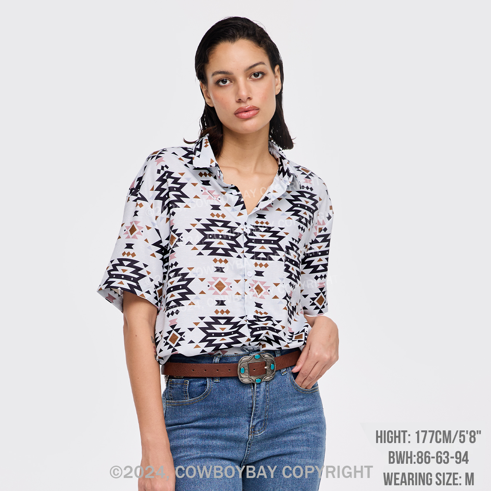 Boho Southwestern Aztec Button Up Shirts