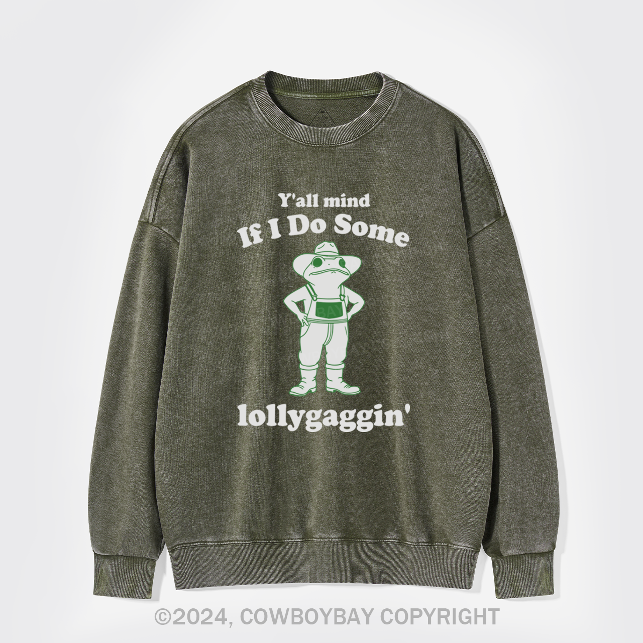 Funny Cowboy Frog Washed Sweatshirts