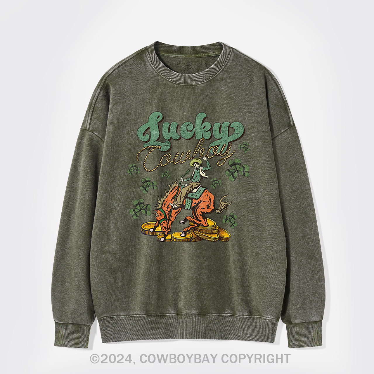 Lucky Cowboy Horse Washed Sweatshirts